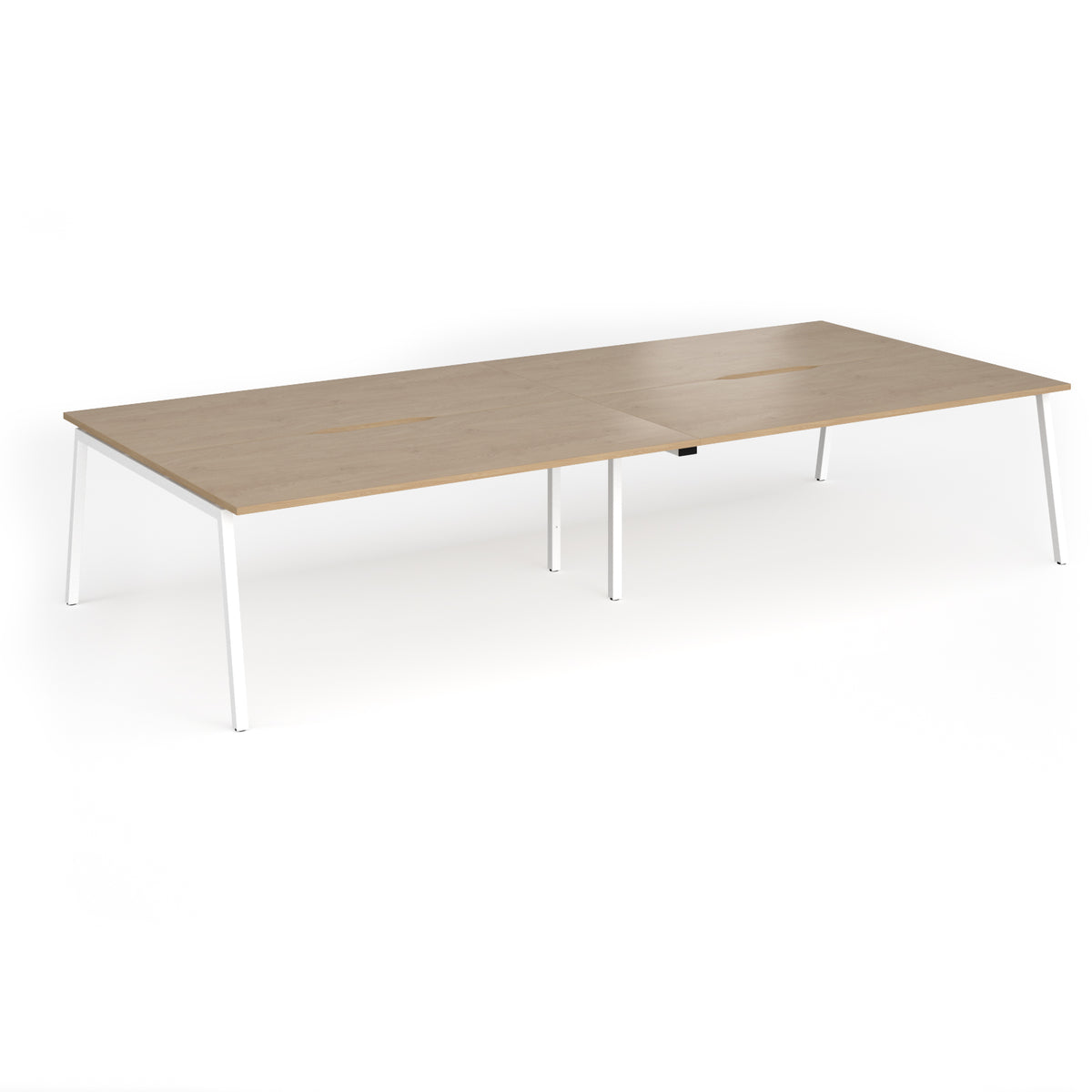 Connex Angled 3600 x 1600 x 725mm Back to Back Desk ( 4 x 1800mm ) - White Frame / Kendal Oak Top - view 1