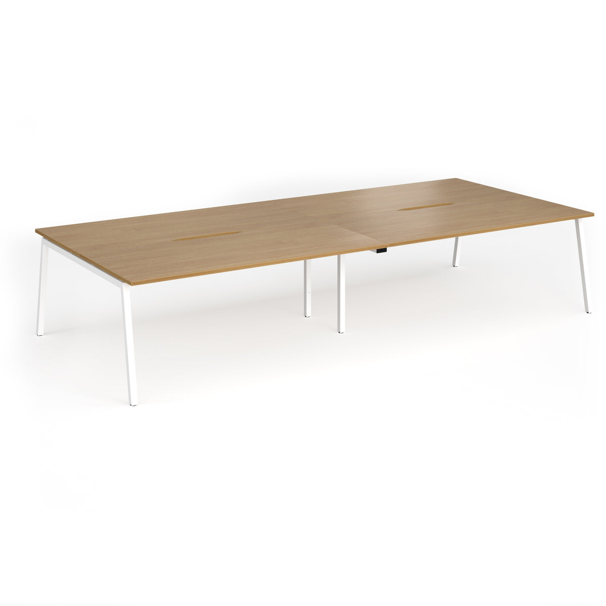 Connex Angled 3600 x 1600 x 725mm Back to Back Desk ( 4 x 1800mm ) - White Frame / Oak Top - view 1