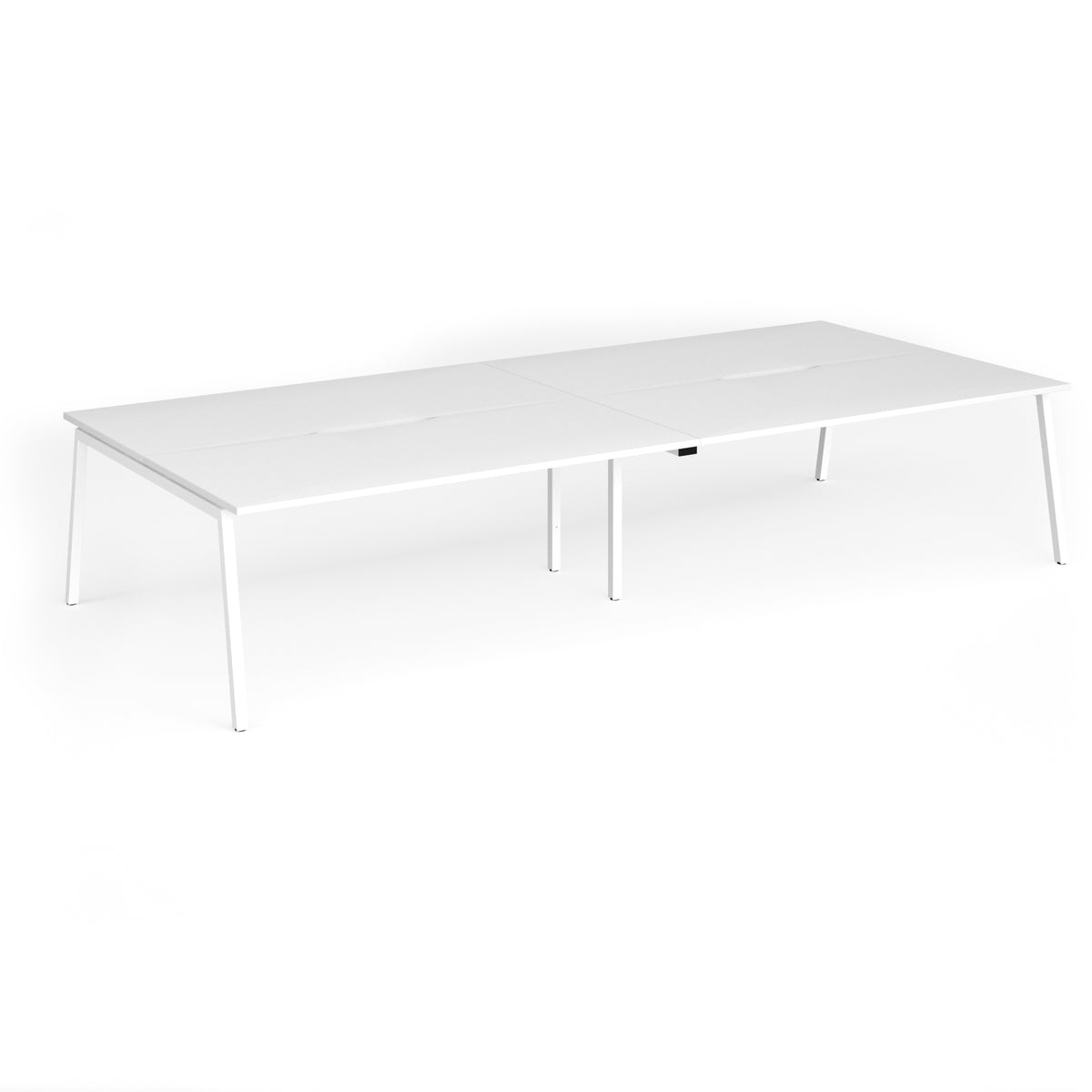 Connex Angled 3600 x 1600 x 725mm Back to Back Desk ( 4 x 1800mm ) - White Frame / White Top - view 1
