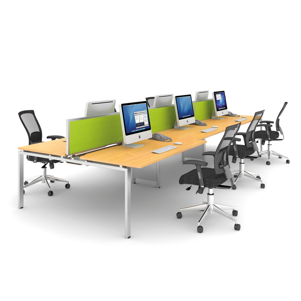 Adapt back to back desks 1200mm x 1600mm - green frame, Beech top - view 5