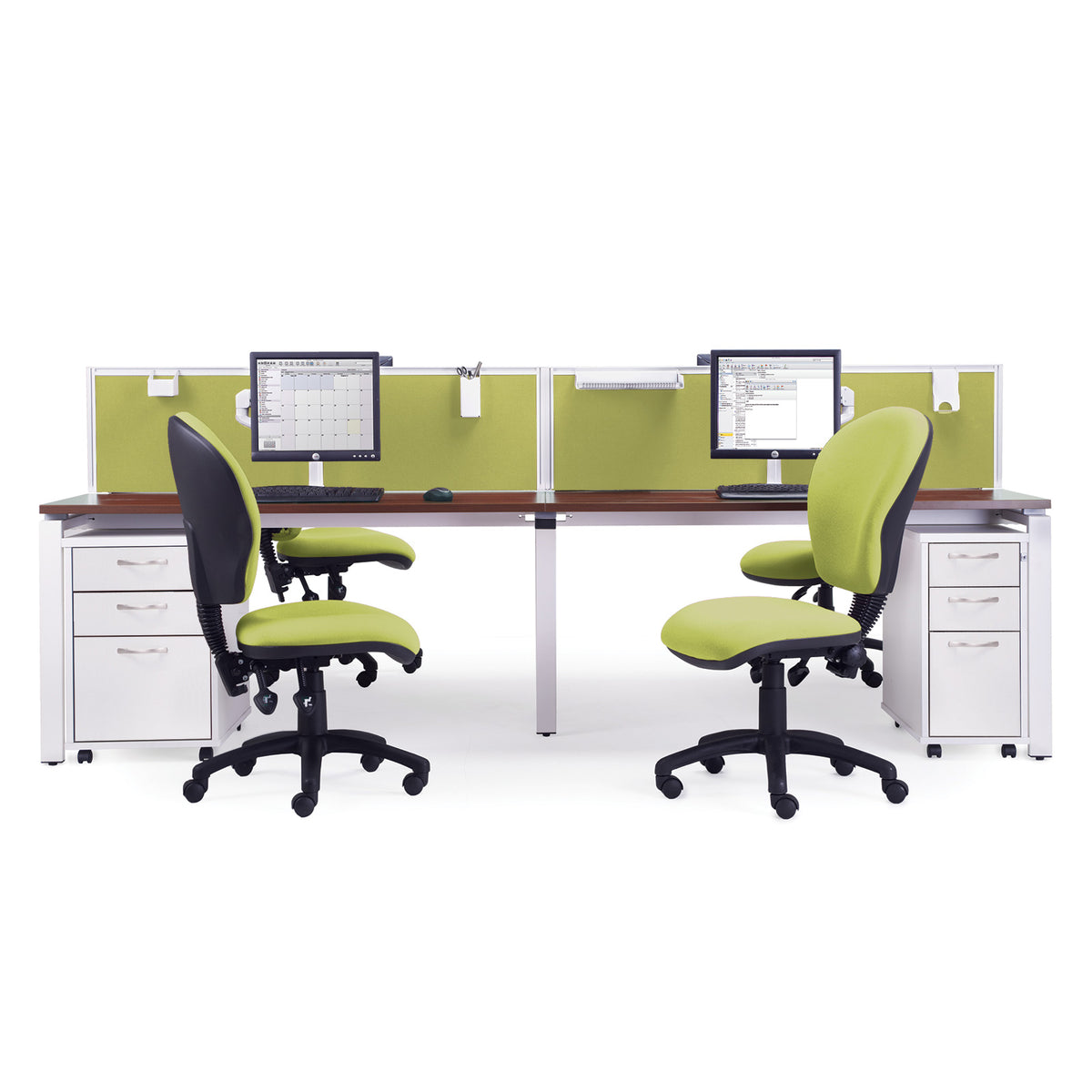 Adapt back to back desks 1200mm x 1200mm - green frame, Beech top - view 4