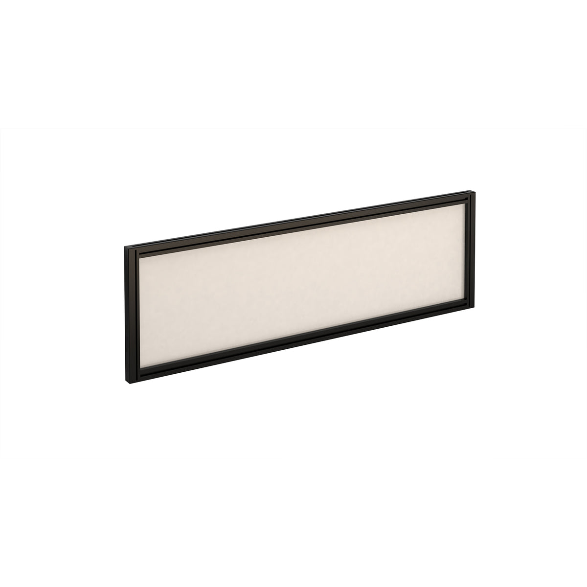 Straight glazed desktop screen 1200mm x 380mm - polar white with black aluminium frame - view 1