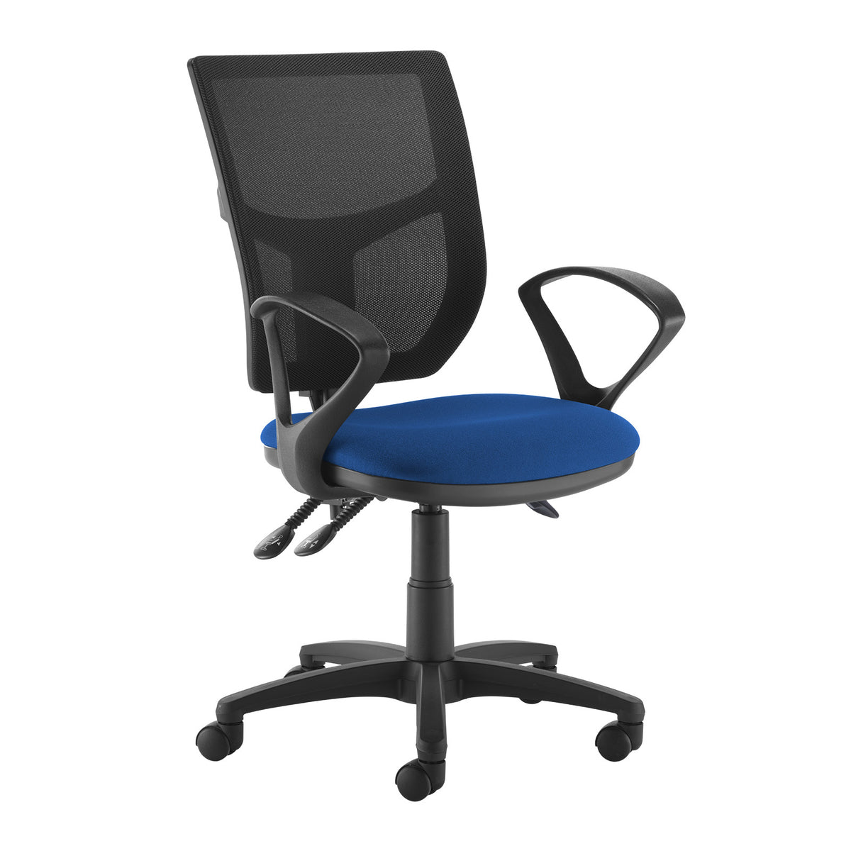Altino mesh back asynchro operator chair with seat depth adjustment and fixed arms - blue - view 1