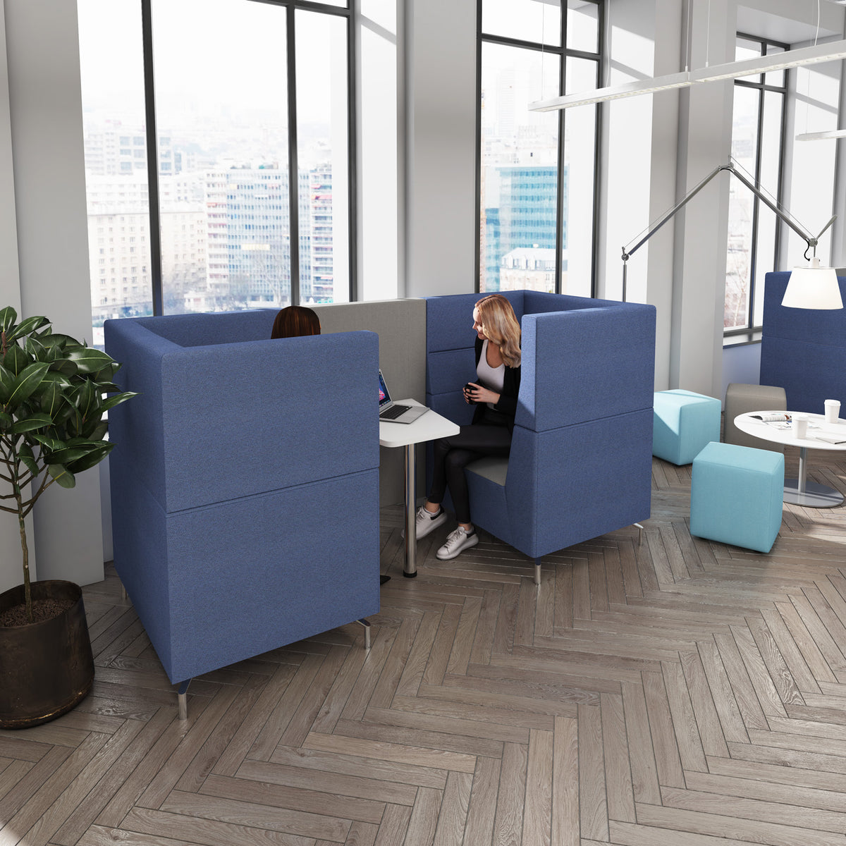 Alban Pod 2 person meeting booth with table - made to order - view 2