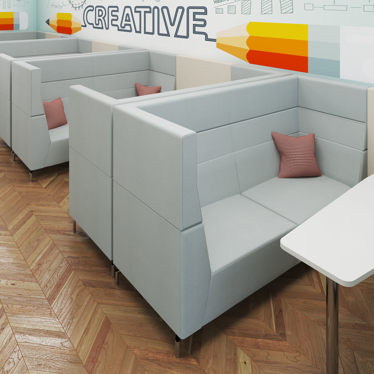Alban Pod 6 person meeting booth with table - made to order - view 3