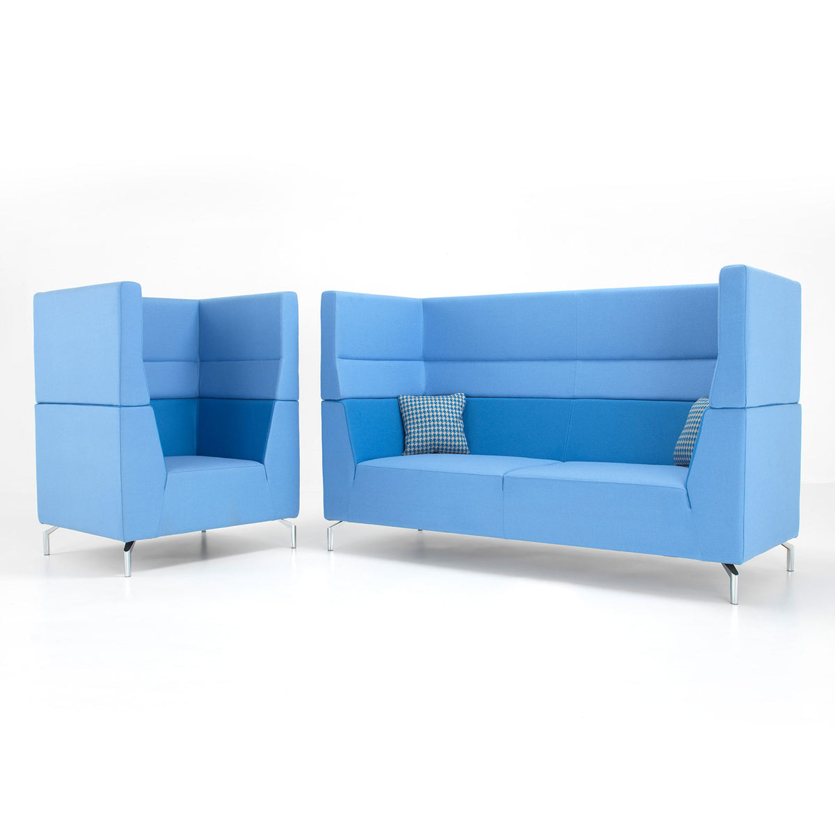Alban high back three seater sofa with chrome legs - view 3