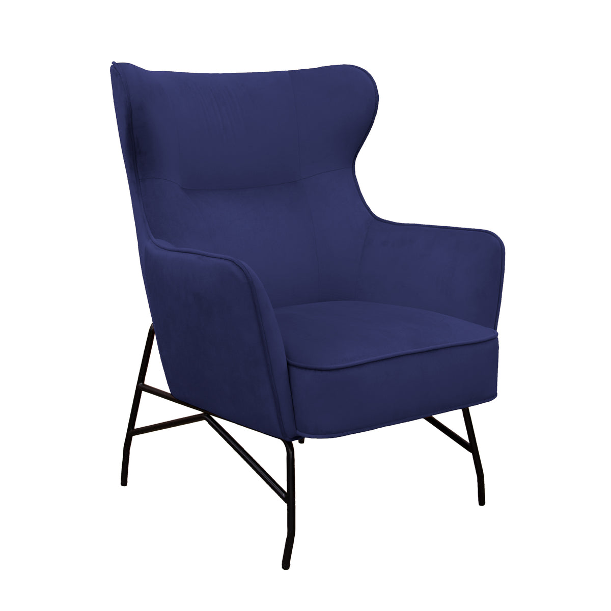 Alpha high back lounge chair with black metal frame - dark blue - view 1