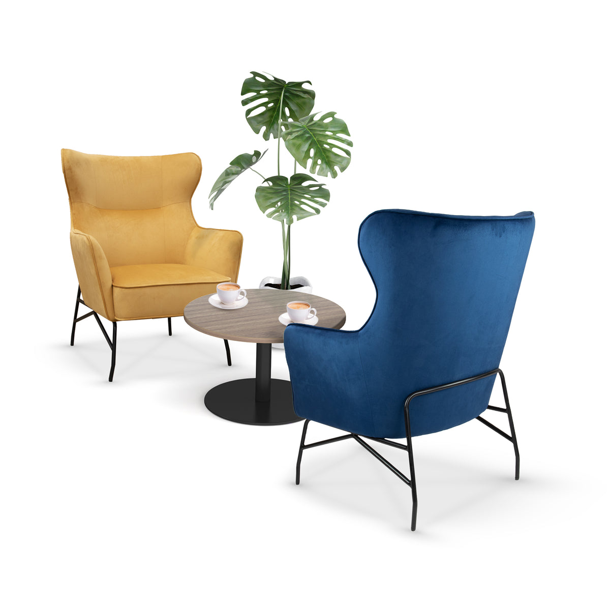 Alpha high back lounge chair with black metal frame - dark blue - view 3