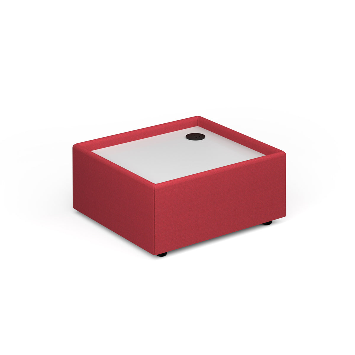 Alto modular reception seating wooden table with Ion power module - White Top with made to order fabric base - view 1