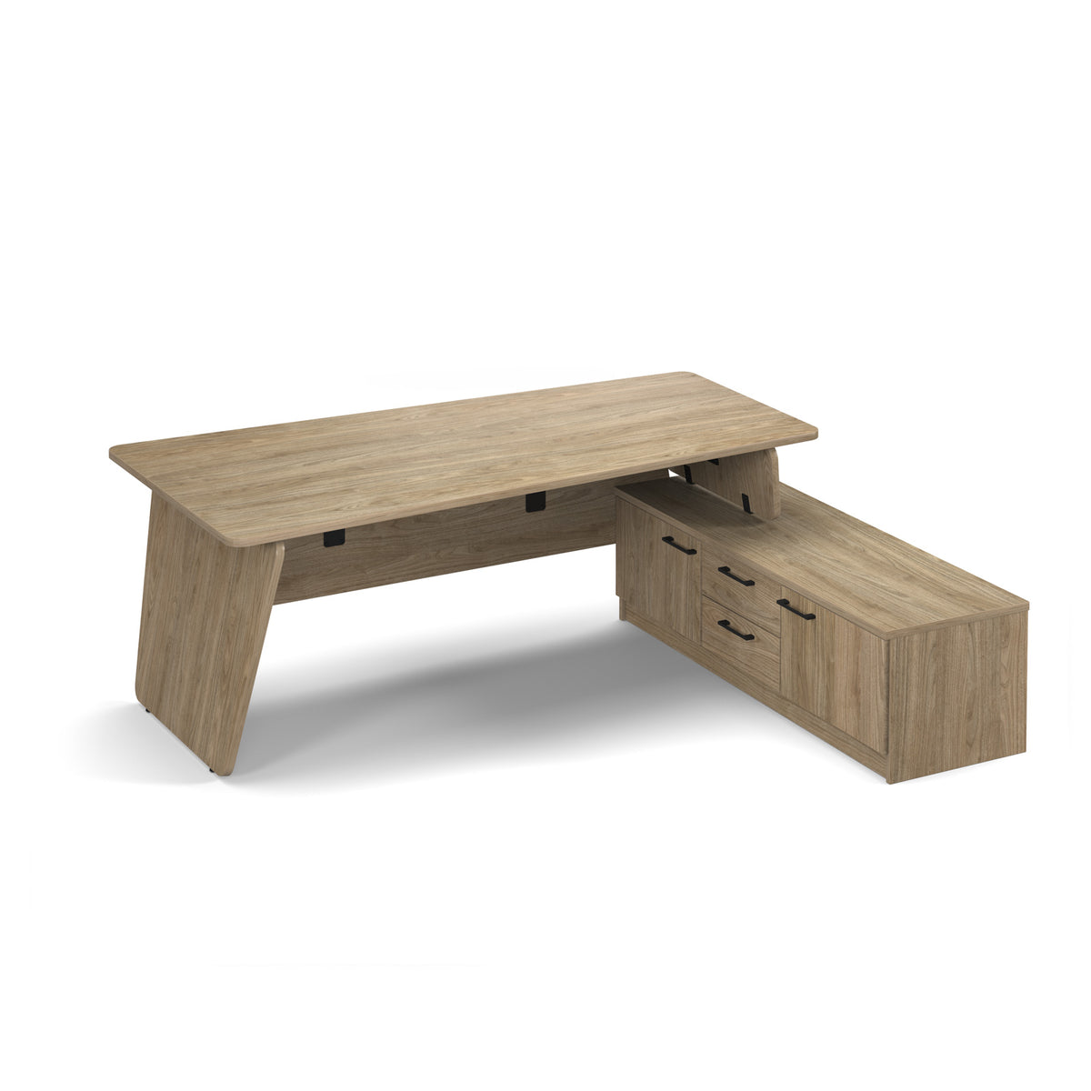 Anson executive desk with panel end legs 2000mm x 1000mm with 2000mm deep return - Barcelona Walnut - view 1