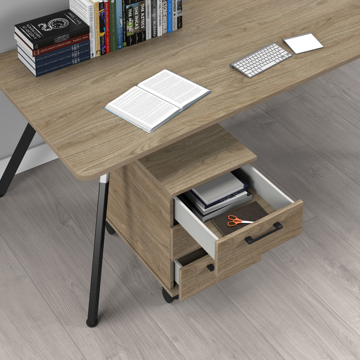 Anson executive 3 drawer mobile pedestal - Barcelona Walnut - view 2