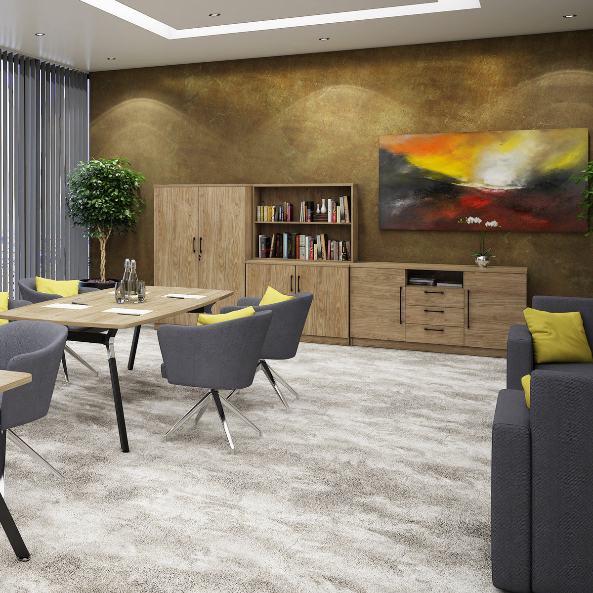 Anson executive high cupboard unit - Barcelona Walnut - view 2