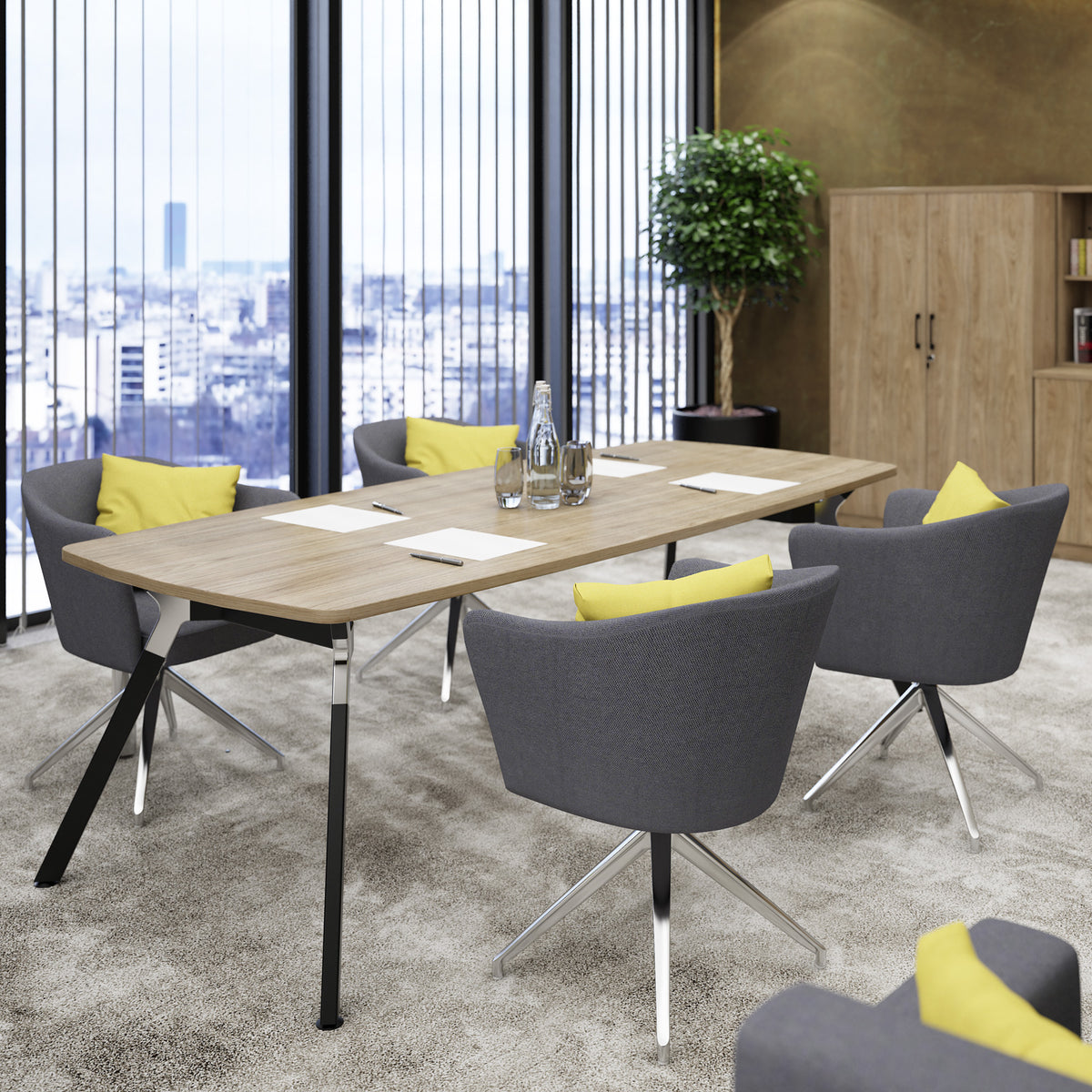 Anson executive rectangular conference table with A-frame legs - Barcelona Walnut - view 2