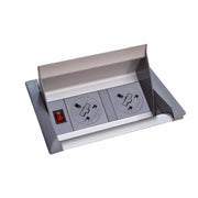 Aero flip top in-table power module 2 x UK sockets - grey/silver - view 1