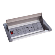 Aero flip top in-table power module 2 x UK sockets , 2 x RJ45 sockets - grey/silver - view 1