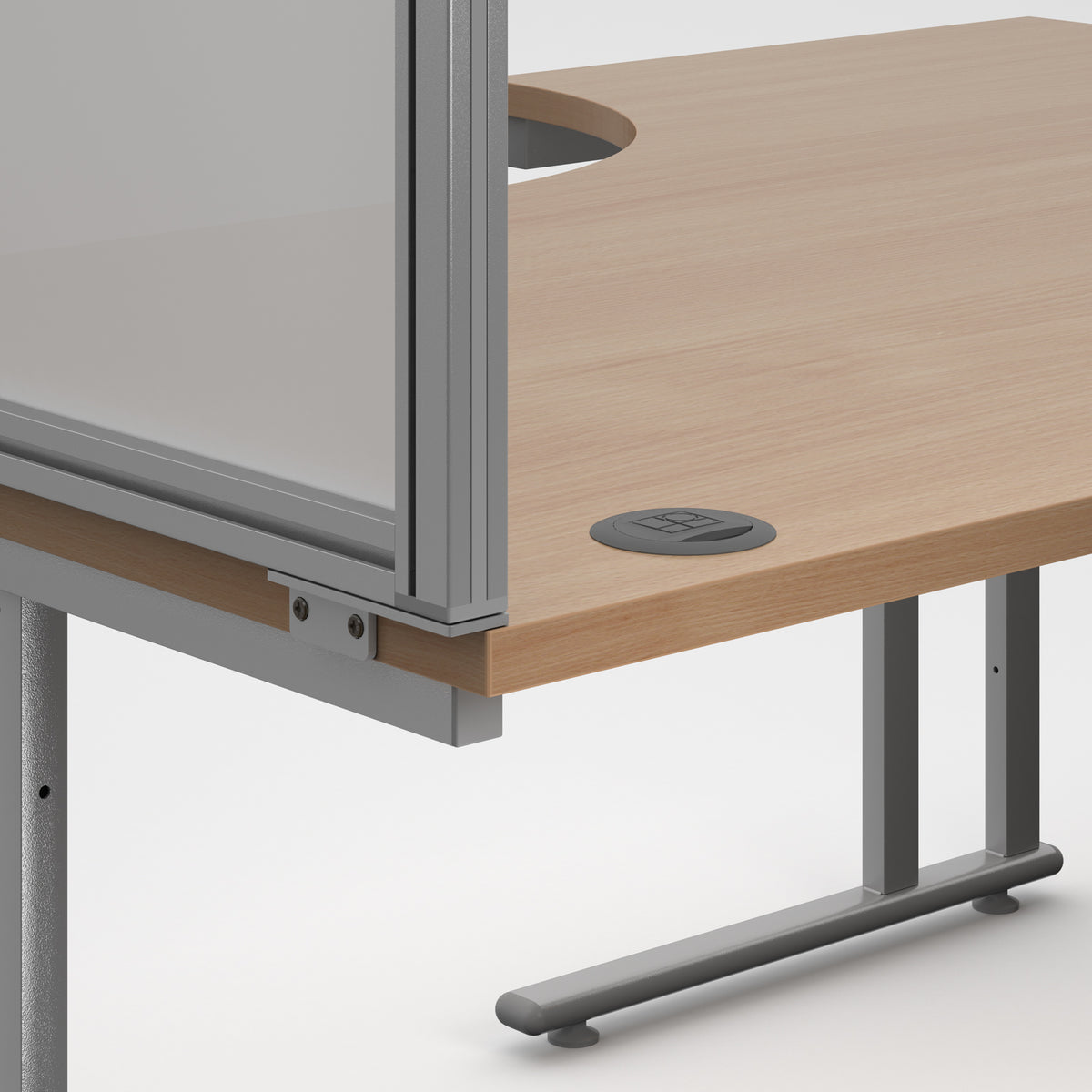 Aluminium framed screen brackets (pair) to fit on desk return - black - view 3