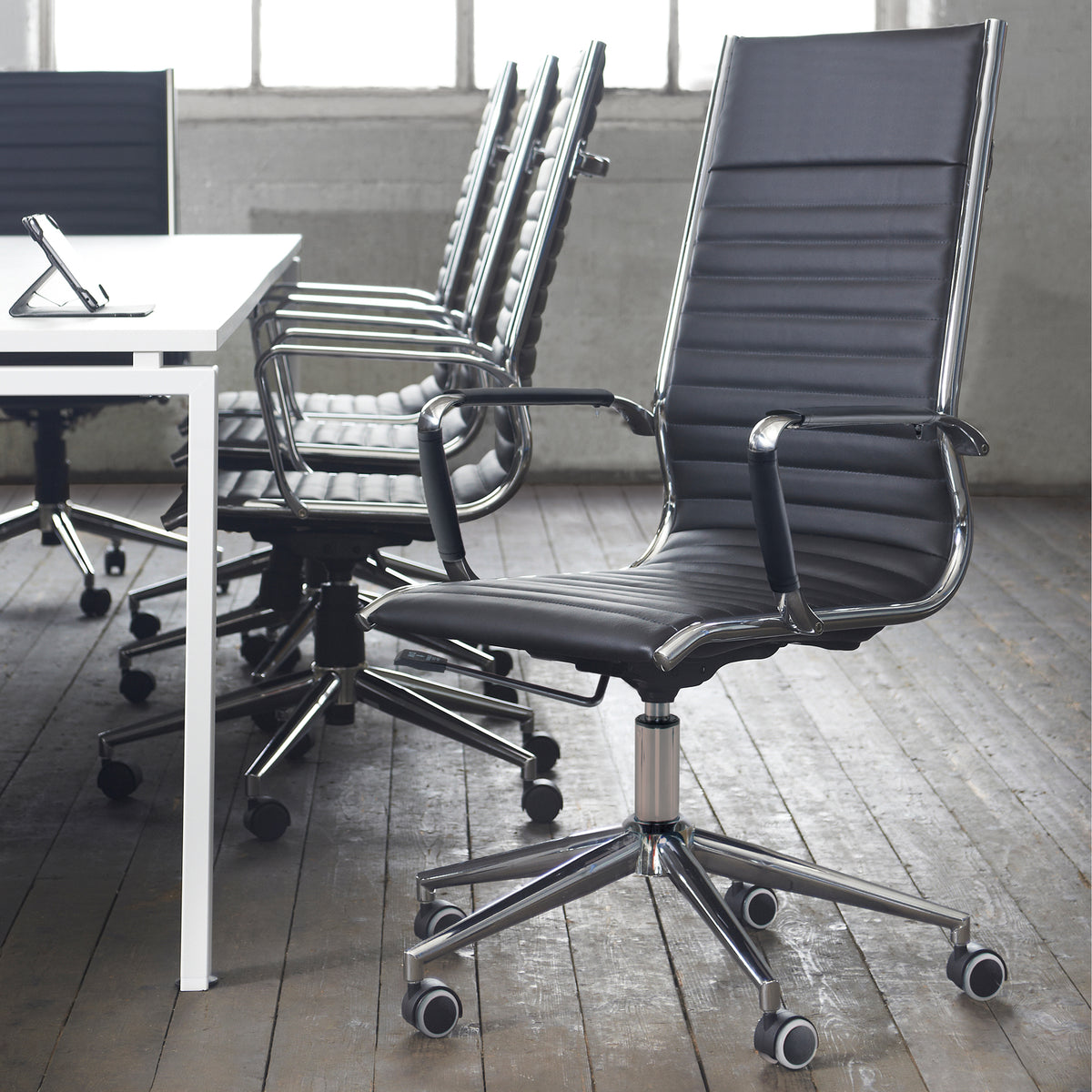 Bari high back executive chair - black faux leather - view 4