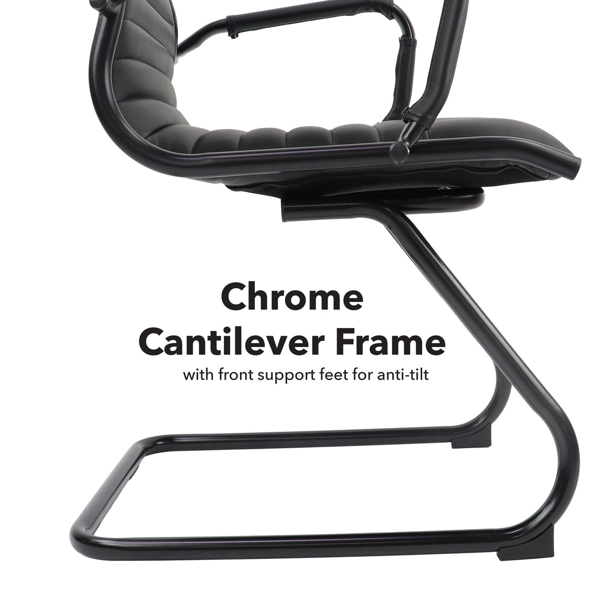 Bari executive visitors chair black frame - black faux leather - view 5