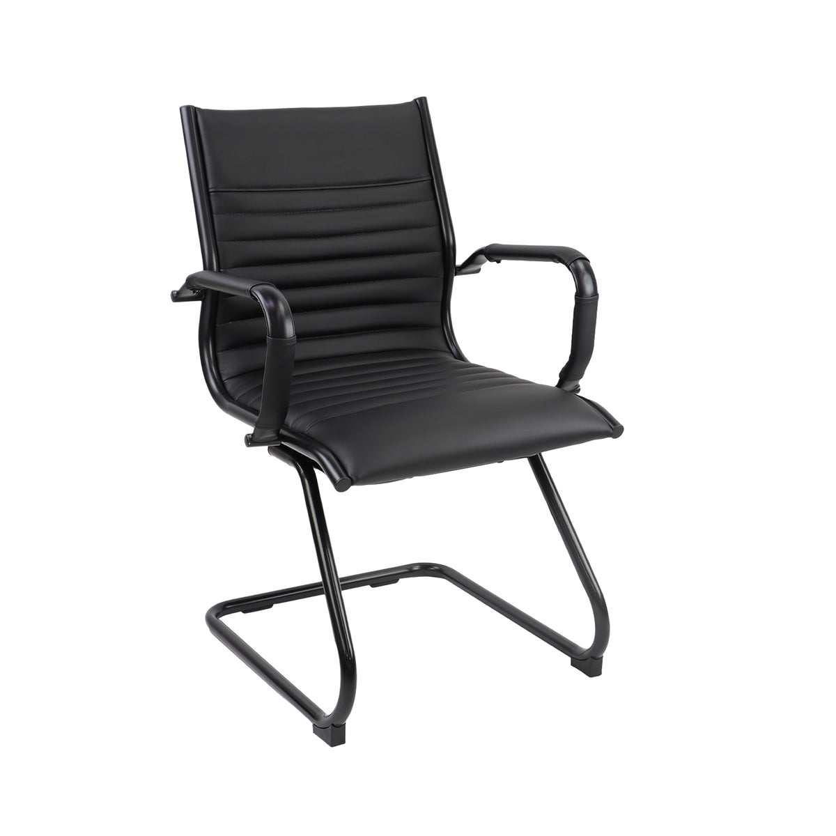 Bari executive visitors chair black frame - black faux leather - view 1