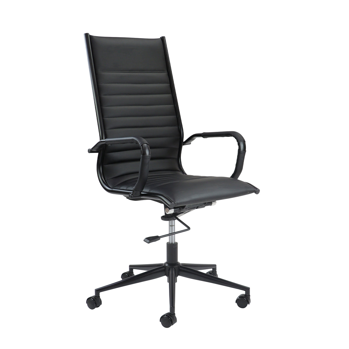Bari high back executive chair black frame - black faux leather - view 1