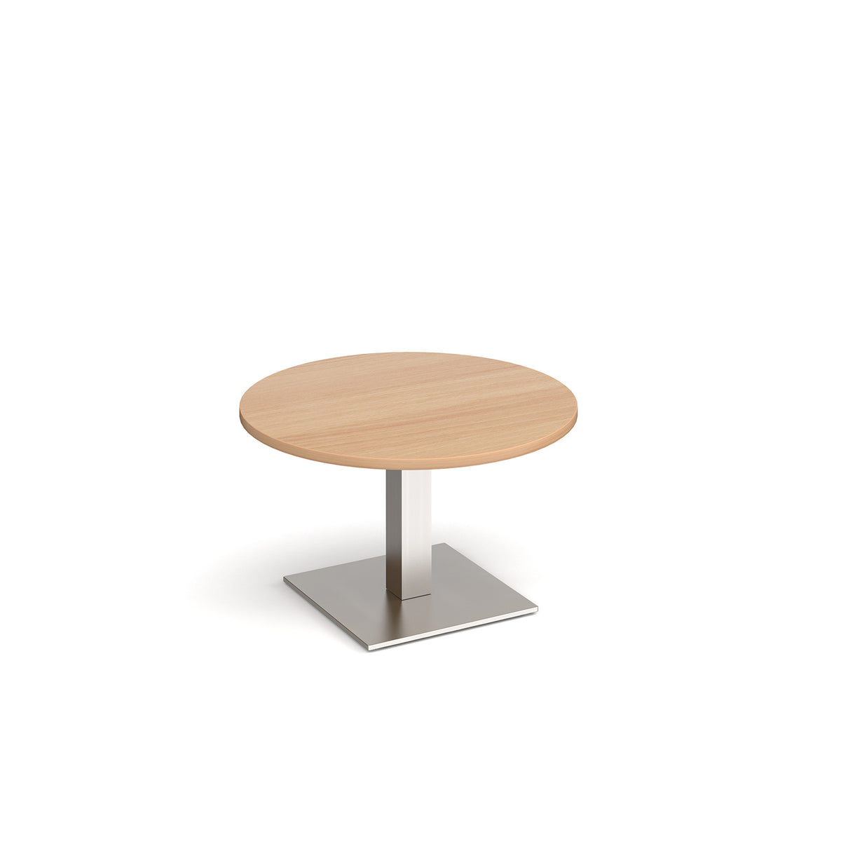 Brescia circular coffee table with flat square brushed steel base 800mm - Beech - view 1