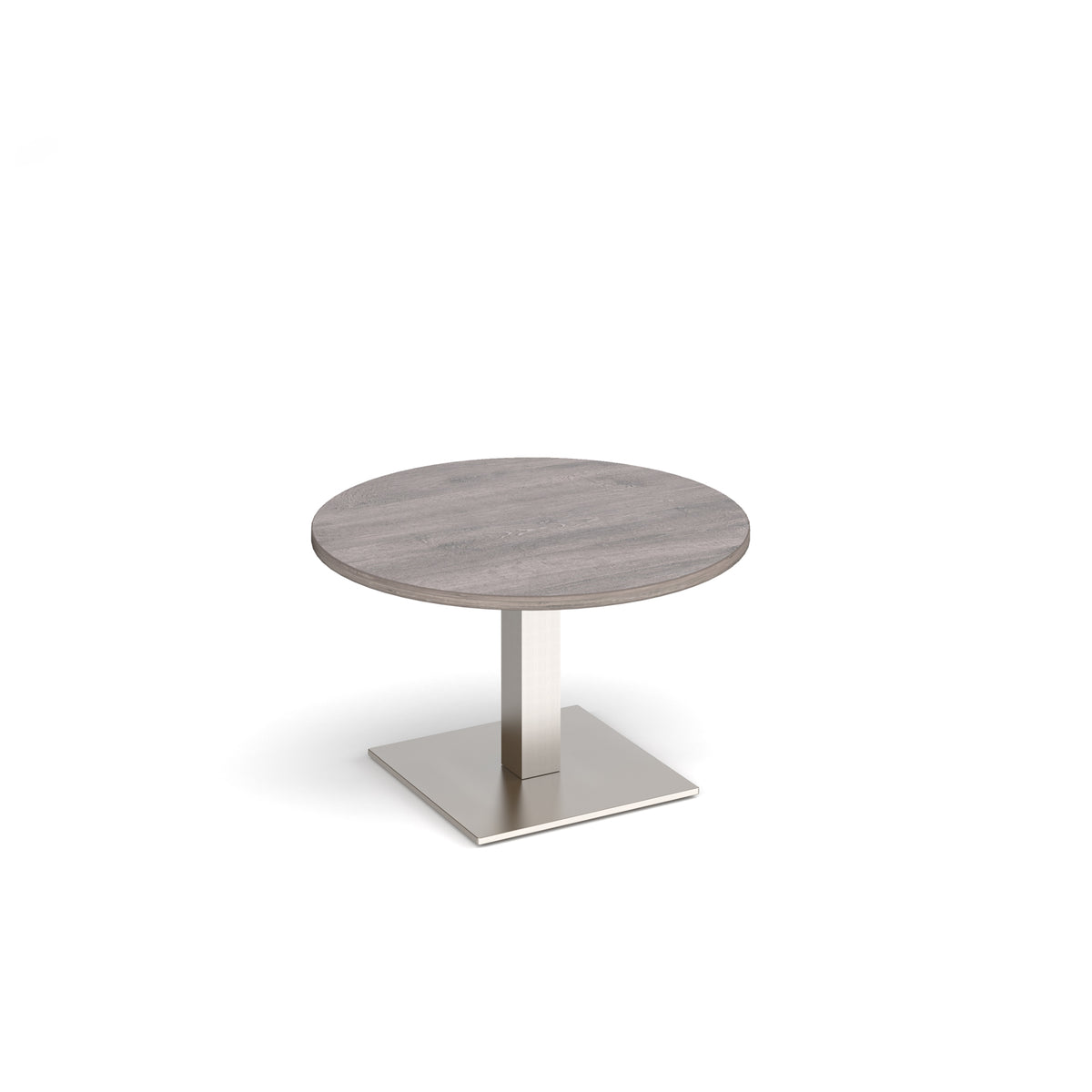 Brescia circular coffee table with flat square brushed steel base 800mm - Grey Oak - view 1