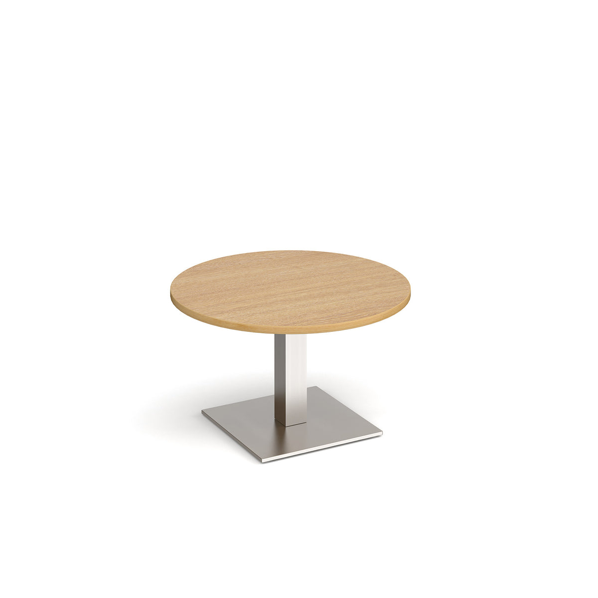 Brescia circular coffee table with flat square brushed steel base 800mm - oak - view 1