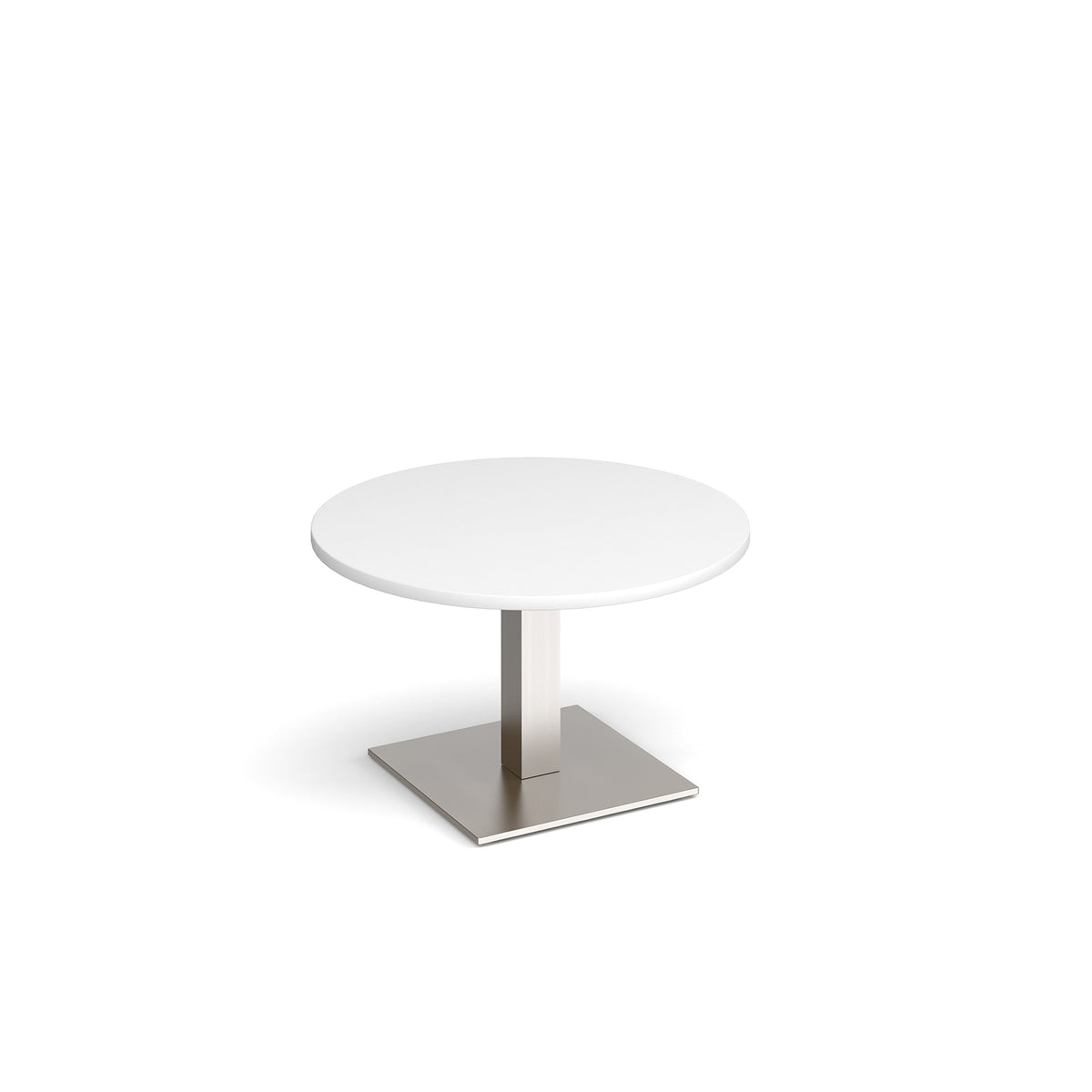 Brescia circular coffee table with flat square brushed steel base 800mm - white - view 1