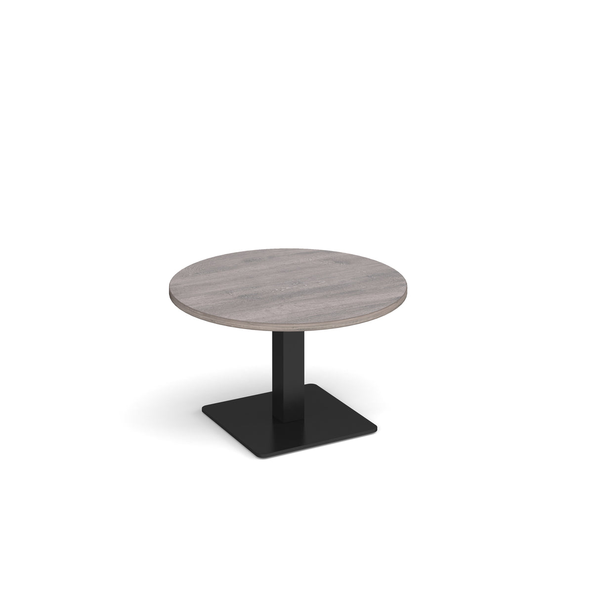 Brescia circular coffee table with flat square black base 800mm - Grey Oak - view 1