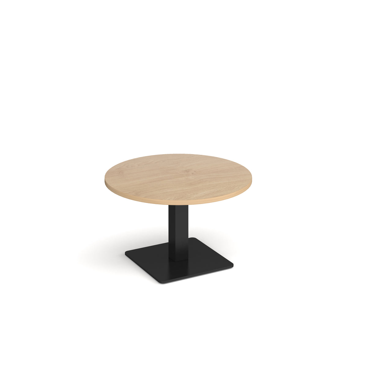 Brescia circular coffee table with flat square black base 800mm - Kendal oak - view 1