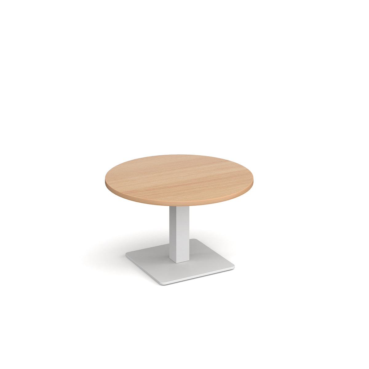 Brescia circular coffee table with flat square white base 800mm - Beech - view 1