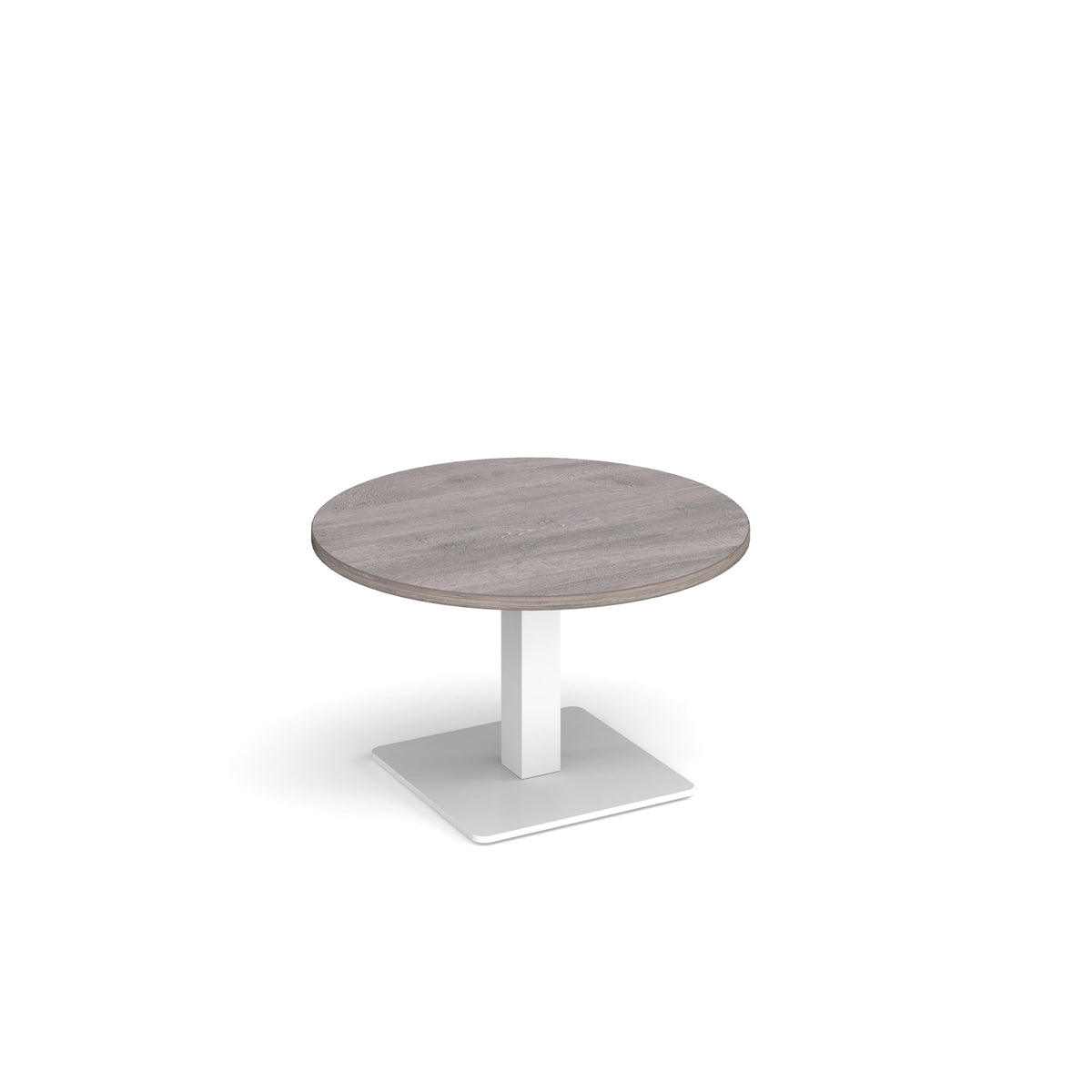 Brescia circular coffee table with flat square white base 800mm - Grey Oak - view 1