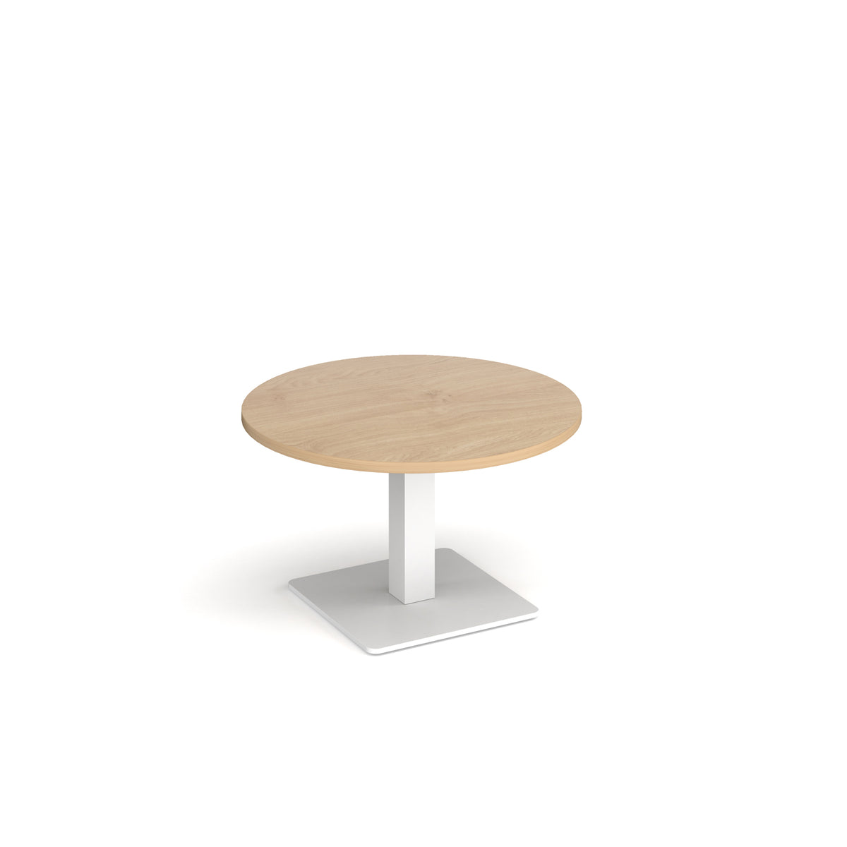 Brescia circular coffee table with flat square white base 800mm - Kendal oak - view 1