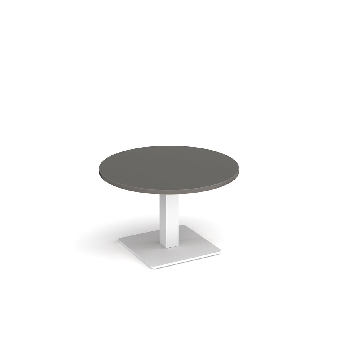 Brescia circular coffee table with flat square white base 800mm - Onyx Grey - view 1