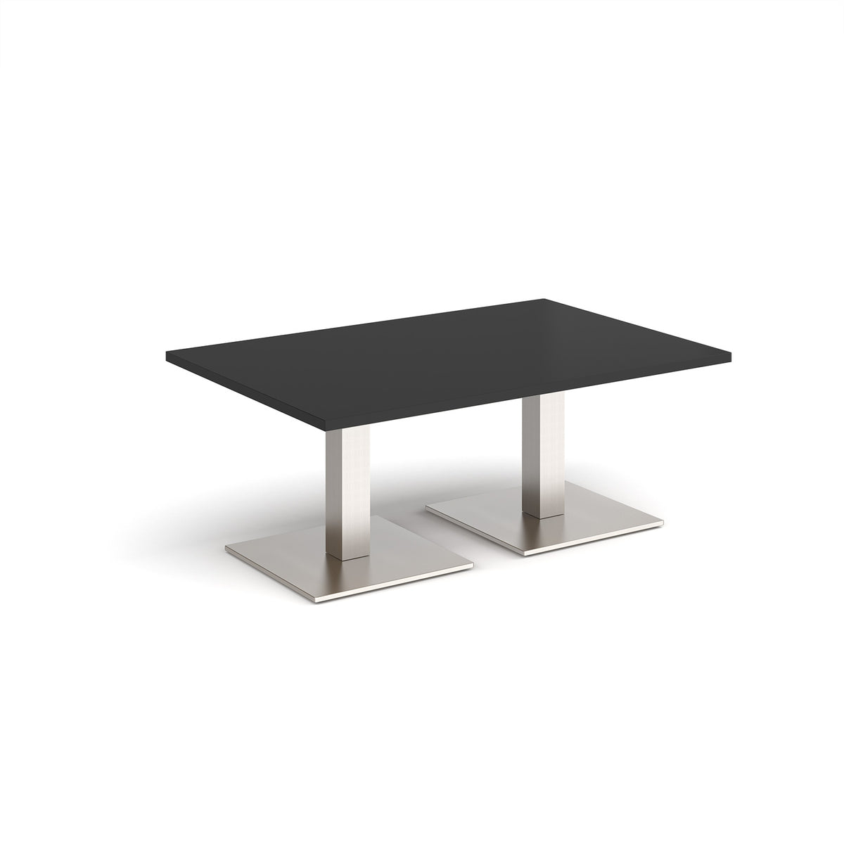 Brescia rectangular coffee table with flat square brushed steel bases 1200mm x 800mm - Black - view 1
