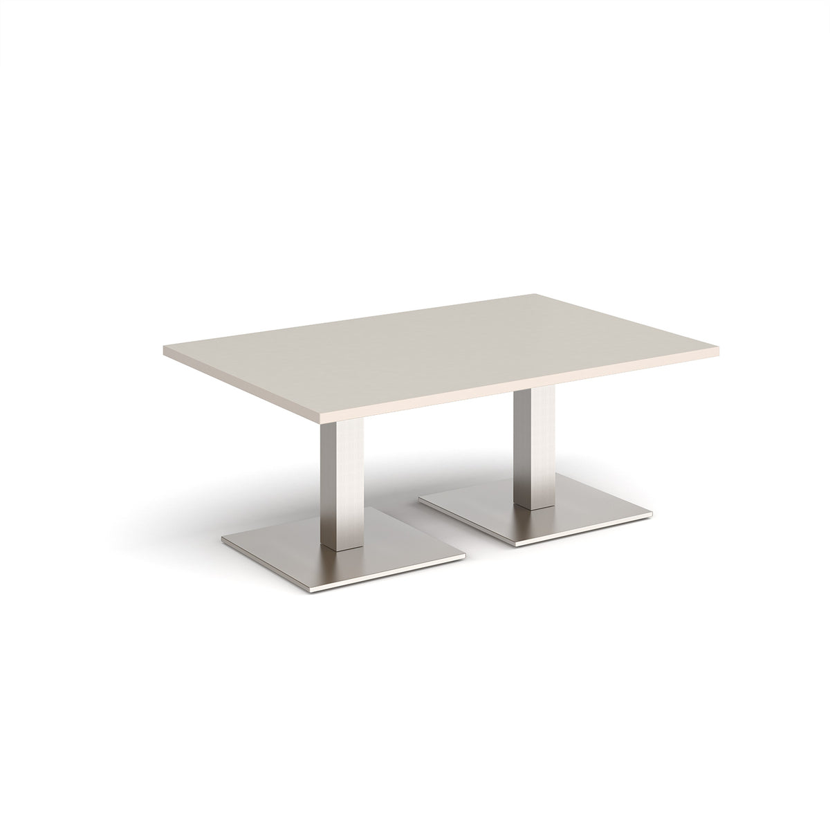 Brescia rectangular coffee table with flat square brushed steel bases 1200mm x 800mm - Light Grey - view 1