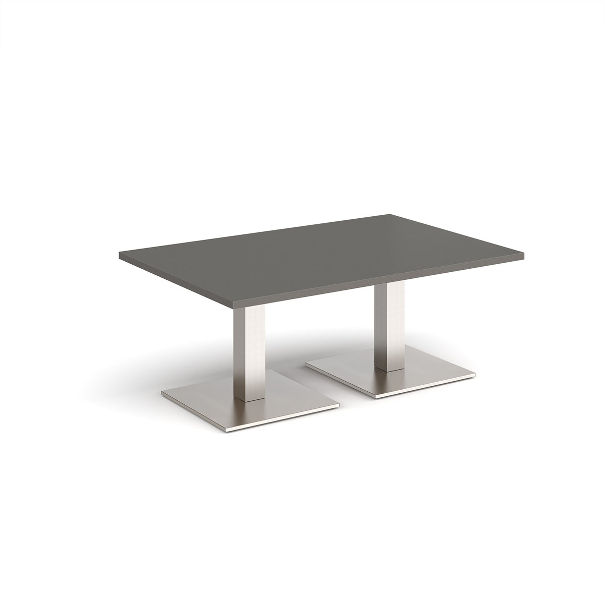 Brescia rectangular coffee table with flat square brushed steel bases 1200mm x 800mm - Onyx Grey - view 1