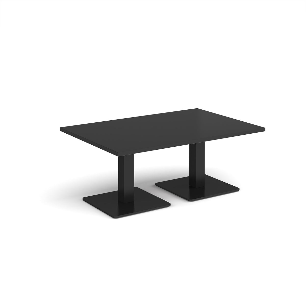 Brescia rectangular coffee table with flat square black bases 1200mm x 800mm - Black - view 1