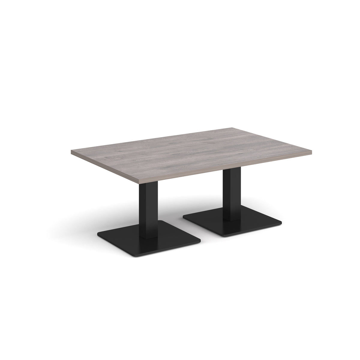 Brescia rectangular coffee table with flat square black bases 1200mm x 800mm - Grey Oak - view 1