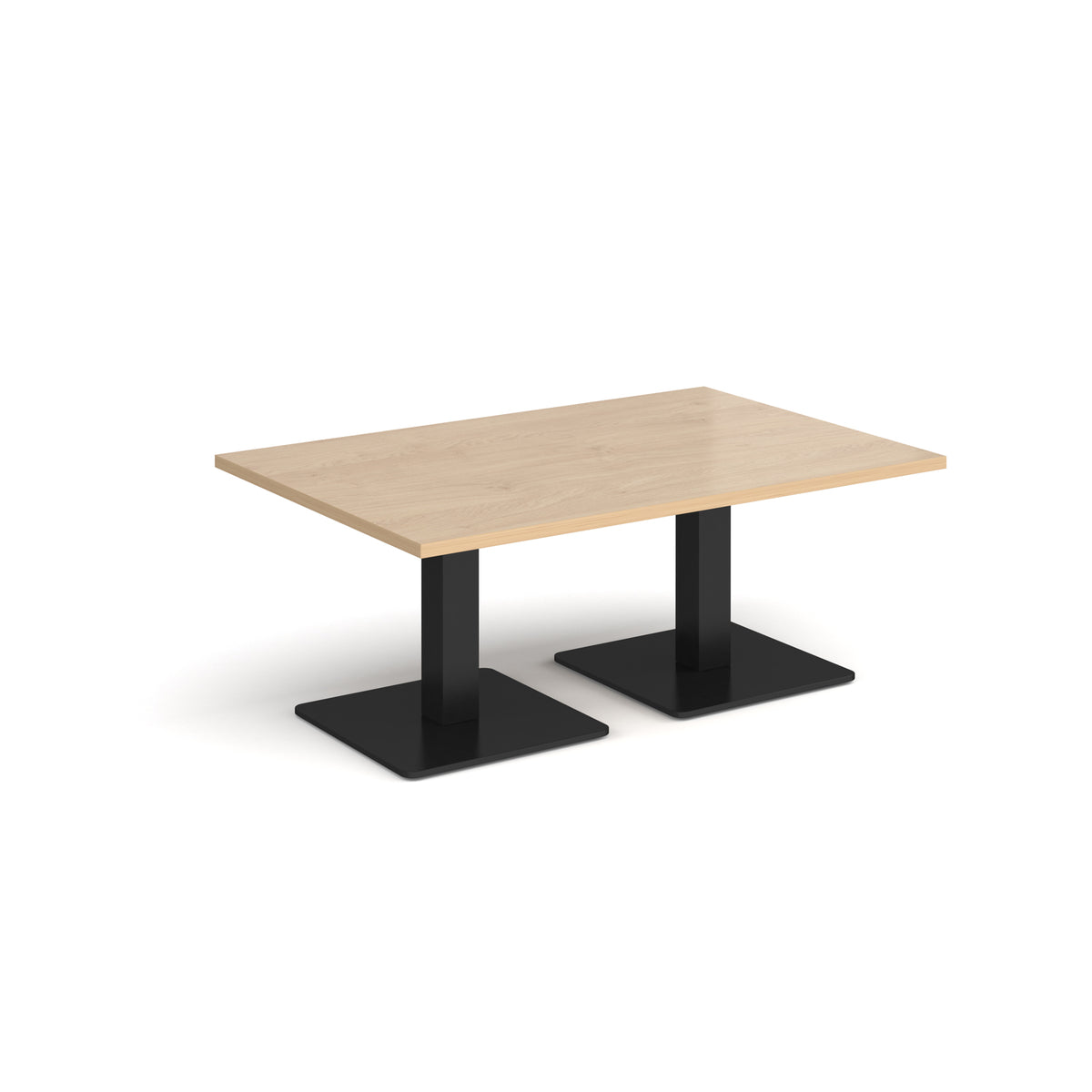 Brescia rectangular coffee table with flat square black bases 1200mm x 800mm - Kendal oak - view 1