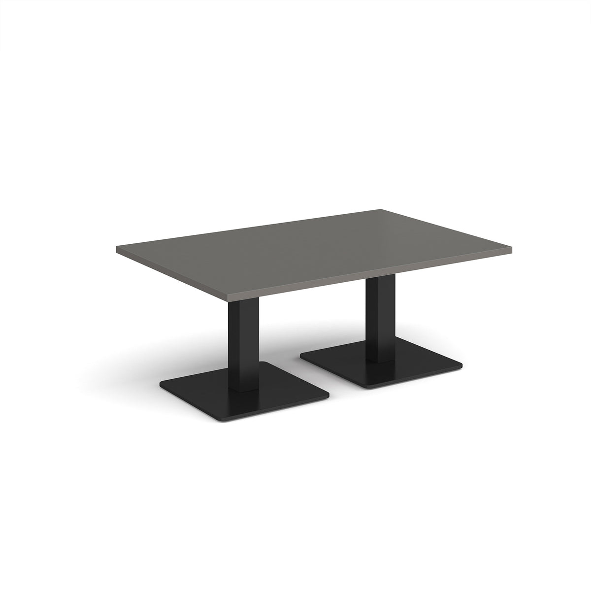Brescia rectangular coffee table with flat square black bases 1200mm x 800mm - Onyx Grey - view 1