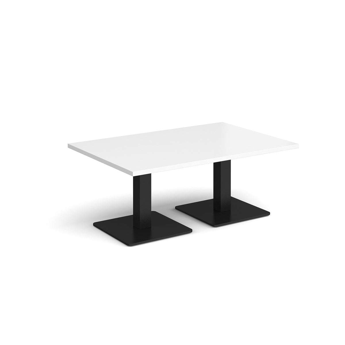 Brescia rectangular coffee table with flat square black bases 1200mm x 800mm - white - view 1