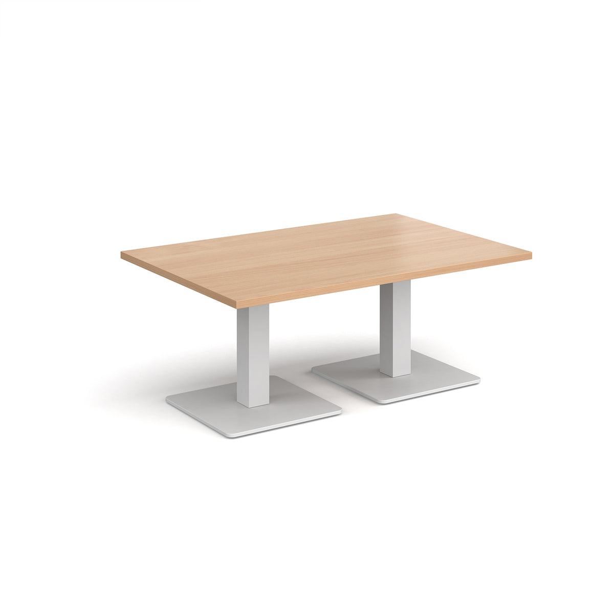 Brescia rectangular coffee table with flat square white bases 1200mm x 800mm - Beech - view 1