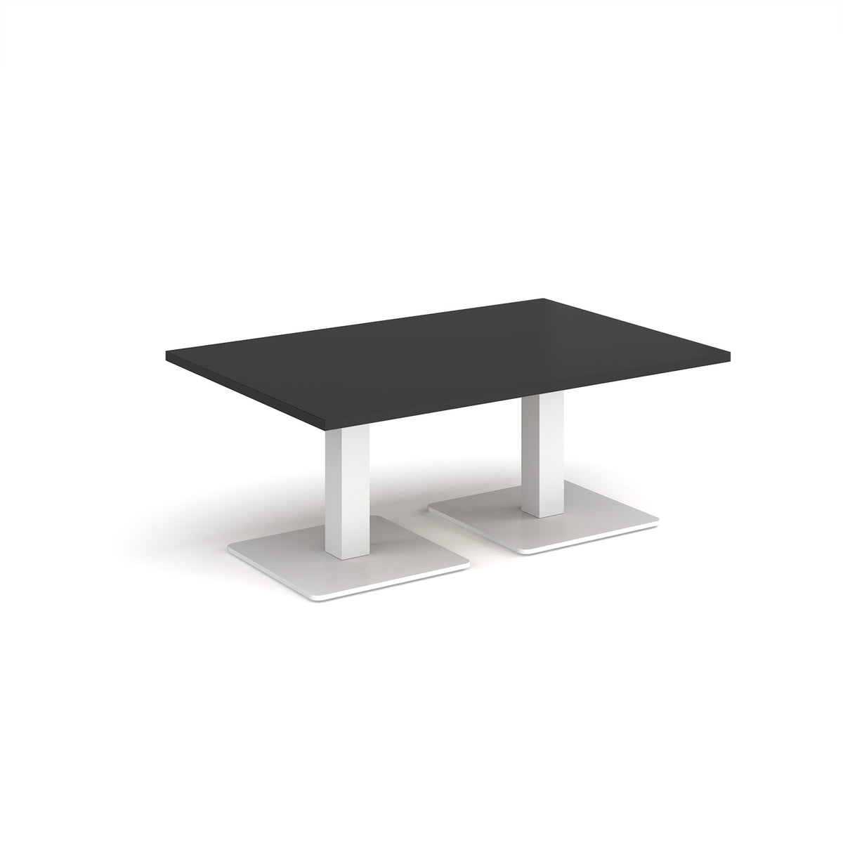 Brescia rectangular coffee table with flat square white bases 1200mm x 800mm - Black - view 1
