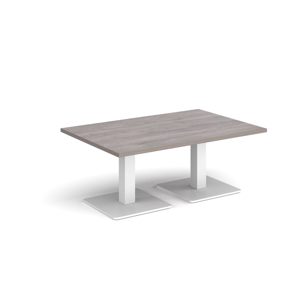 Brescia rectangular coffee table with flat square white bases 1200mm x 800mm - Grey Oak - view 1