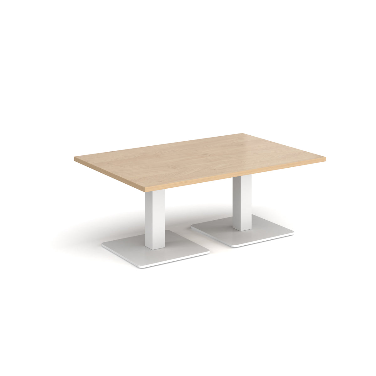 Brescia rectangular coffee table with flat square white bases 1200mm x 800mm - Kendal oak - view 1