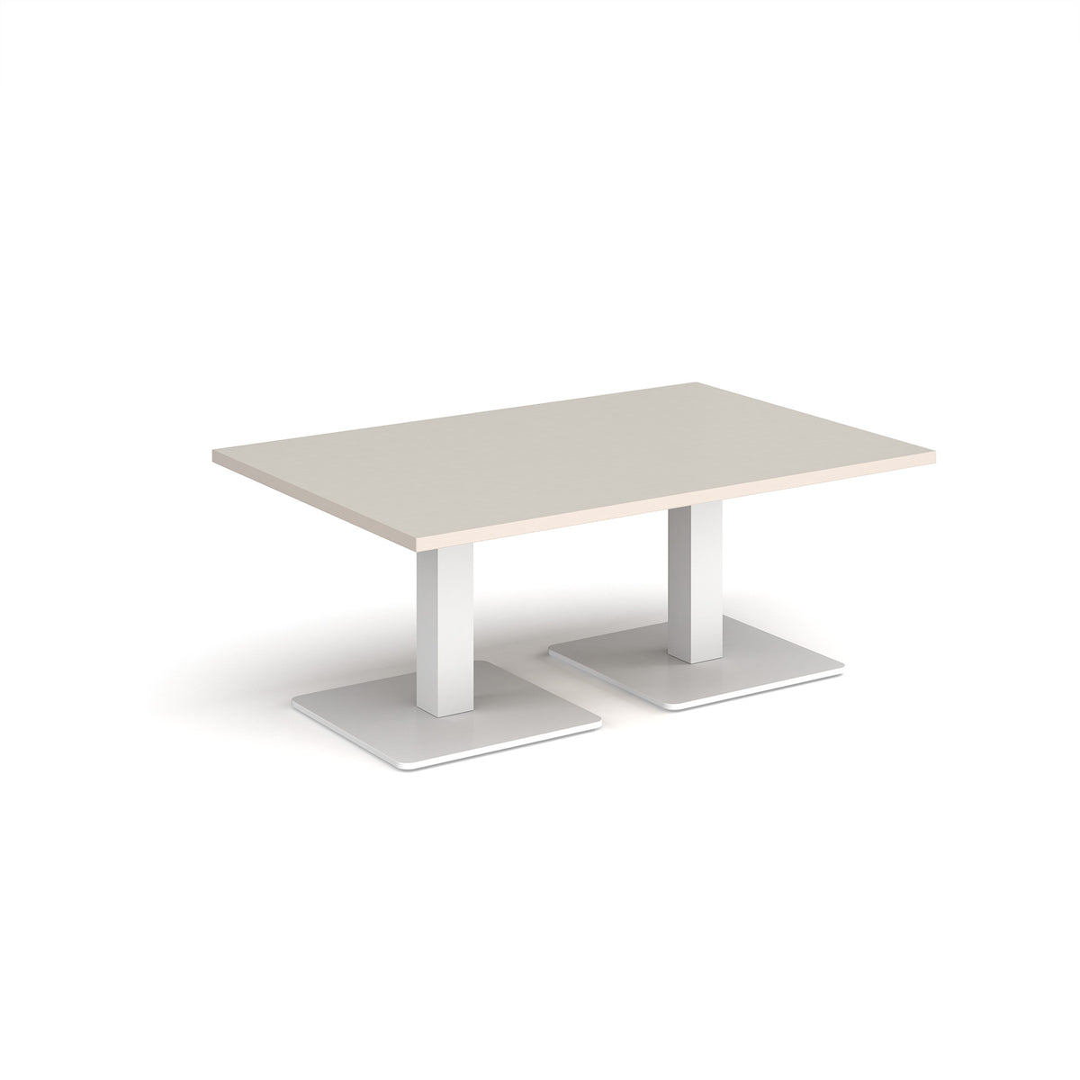 Brescia rectangular coffee table with flat square white bases 1200mm x 800mm - Light Grey - view 1