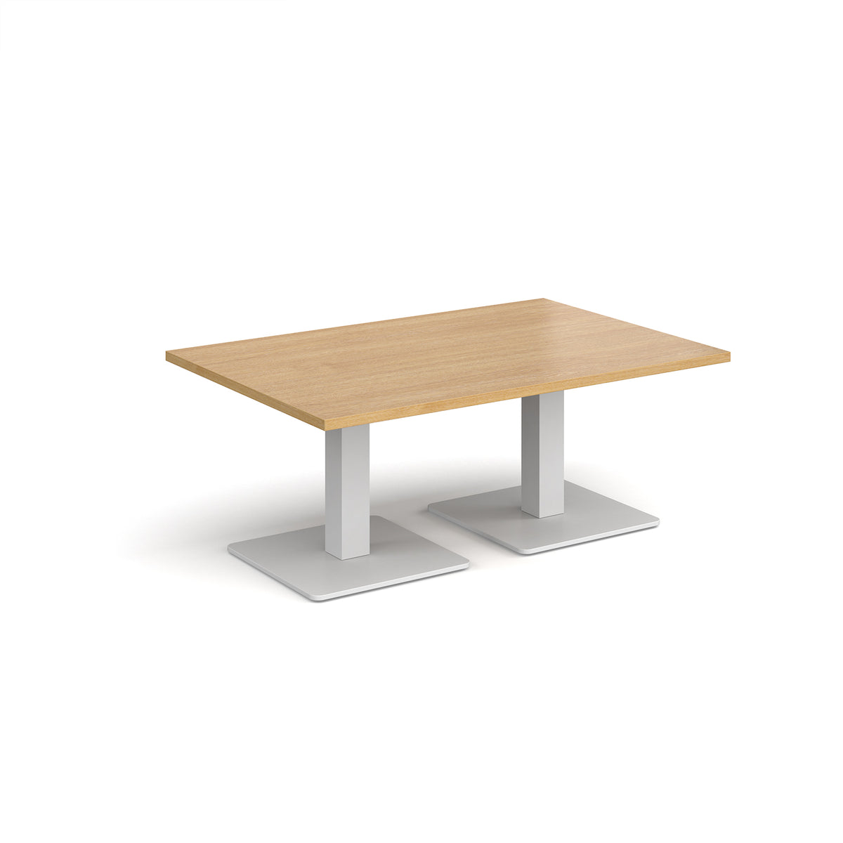 Brescia rectangular coffee table with flat square white bases 1200mm x 800mm - oak - view 1