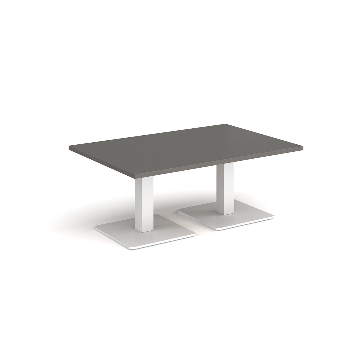 Brescia rectangular coffee table with flat square white bases 1200mm x 800mm - Onyx Grey - view 1