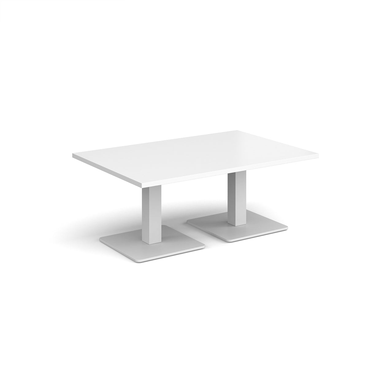 Brescia rectangular coffee table with flat square white bases 1200mm x 800mm - white - view 1